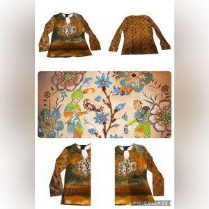 Michelle Nicole L Floral with Sequins & Beads classic versatile EUC size L